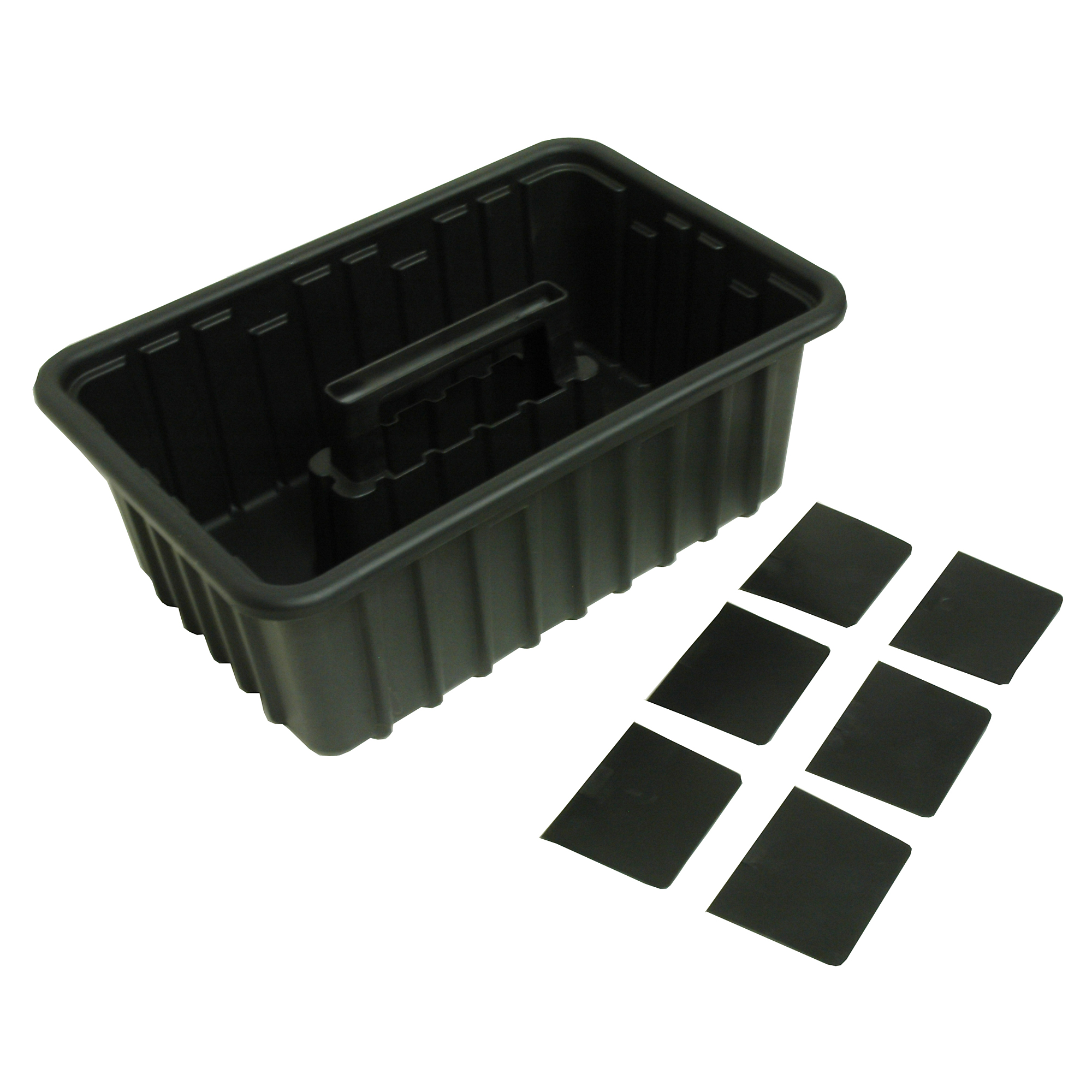 Homak Black Plastic Tote, 6 Dividers, 11 1/8in.W x 16 3/4in.D x 6 1/4in.H, Model# HA01016116